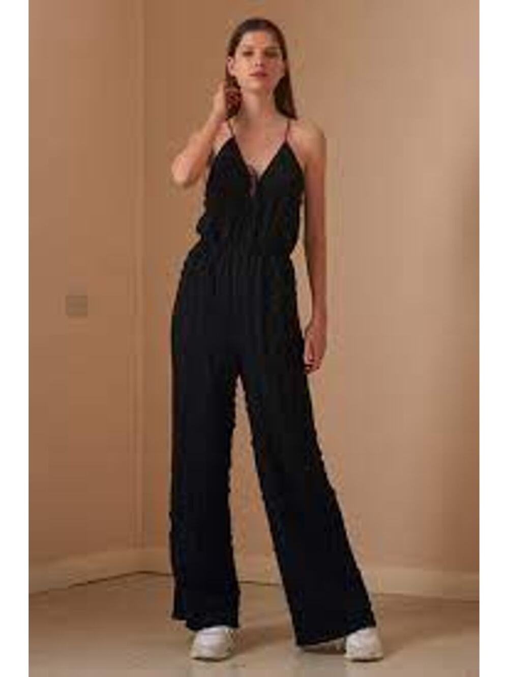 The Fifth Label Florence Jumpsuit Wide Leg Black Textured Fabric Sleeveless XS